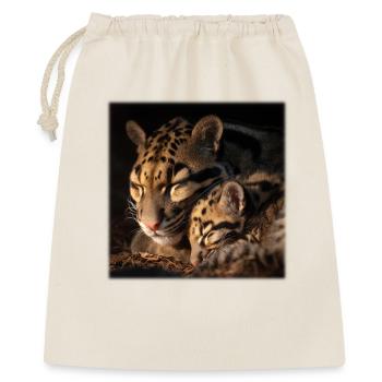 Nebelparder mit Jungtier Liebevolles Wildkatzen - Geschenkbeutel aus Baumwolle (40 x 50 cm) - Natur - Vorne