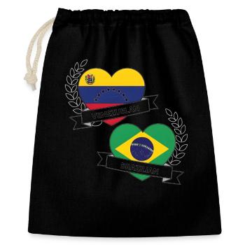 Venezuelan Brazilian Heart Flags - Gift Bag 40 x 50 cm - black - Front