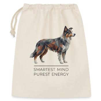Border Collie Low-Poly Art - Smartest mind - Geschenkbeutel aus Baumwolle (40 x 50 cm) - Natur - Vorne