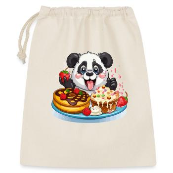 Kawaii Panda Kuchenfreude - Geschenkbeutel aus Baumwolle (40 x 50 cm) - Natur - Vorne