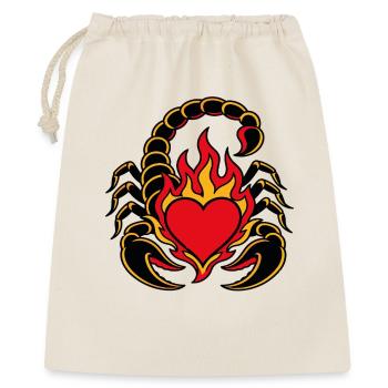 Skorpionherz-in-Flammen-Tattoo-Stil - Geschenkbeutel aus Baumwolle (40 x 50 cm) - Natur - Vorne