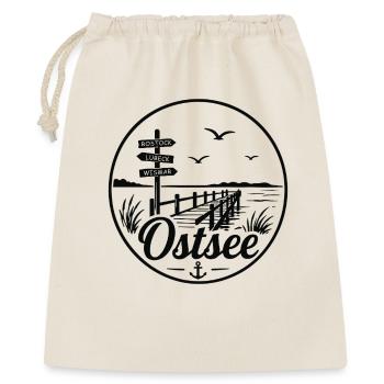 Ostsee Steg Schilder Rostock Lübeck Wismar - Geschenkbeutel aus Baumwolle (40 x 50 cm) - Natur - Vorne