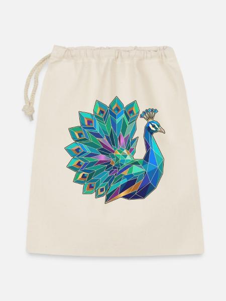 Poly Stil Pfau - Geschenkbeutel aus Baumwolle (40 x 50 cm) - Natur
