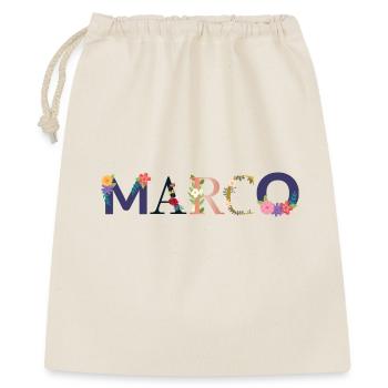 MARCO Name mit Blumen geschmückt - Geschenkbeutel aus Baumwolle (40 x 50 cm) - Natur - Vorne
