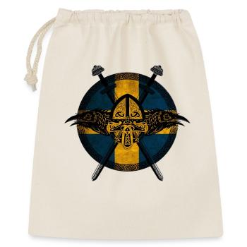 Wikinger Viking Schweden Flagge Raben Design - Geschenkbeutel aus Baumwolle (40 x 50 cm) - Natur - Vorne