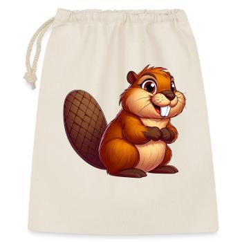 Bieber - Geschenkbeutel aus Baumwolle (40 x 50 cm) - Natur - Vorne