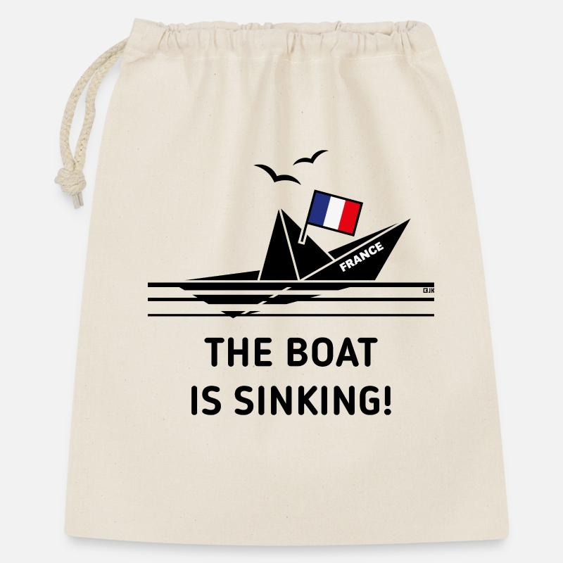 Das Boot sinkt! (Frankreich / POS) - Geschenkbeutel aus Baumwolle (40 x 50 cm) - Natur