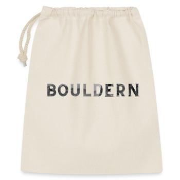 Bouldern - grauer Schriftzug - Geschenkbeutel aus Baumwolle (40 x 50 cm) - Natur - Vorne