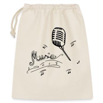 Retro Mikrofon mit Musiknoten - Geschenkbeutel aus Baumwolle (40 x 50 cm) - Natur - Vorne