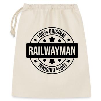 Eisenbahner / Eisenbahnen / Eisenbahn / Bahn - Geschenkbeutel aus Baumwolle (40 x 50 cm) - Natur - Vorne