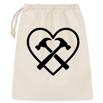 Marteaux croisés coeur constructeur outils de bricolage - Sac cadeau 40 x 50 cm - nature - Devant