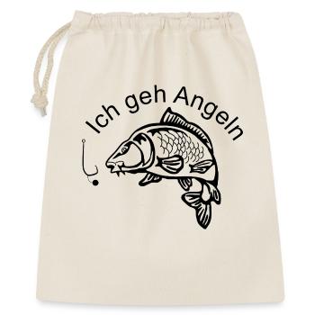 Elegante Karpfensilhouette - Geschenkbeutel aus Baumwolle (40 x 50 cm) - Natur - Vorne