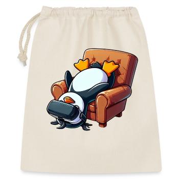 Lustiger Pinguin VR Gaming Zocker Nerd Sessel - Geschenkbeutel aus Baumwolle (40 x 50 cm) - Natur - Vorne