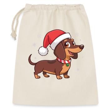 Dackelhund Weihnachts-Weihnachtsmütze - Geschenkbeutel aus Baumwolle (40 x 50 cm) - Natur - Vorne