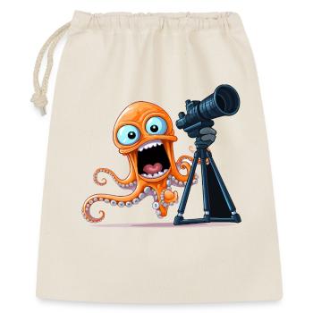 Orangener Oktopus Fotograf mit Kamera - Geschenkbeutel aus Baumwolle (40 x 50 cm) - Natur - Vorne