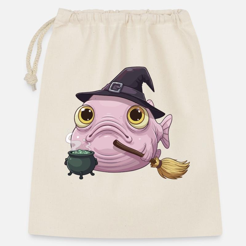 Funny Blobfish - Witch's Hat and Magic Cauldron - Gift Bag 40 x 50 cm - nature