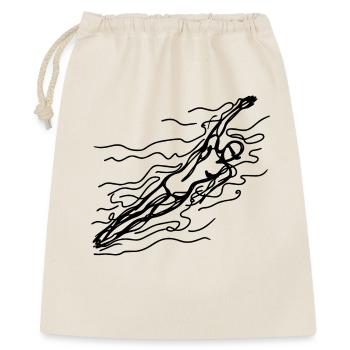 Schwimmer Skizze - Geschenkbeutel aus Baumwolle (40 x 50 cm) - Natur - Vorne