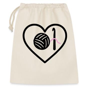 Crochet Tricot Coeur Fil Rose Fait Main Femme - Sac cadeau 40 x 50 cm - nature - Devant