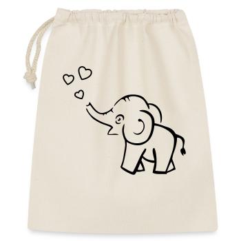Süsser Elefant pustet Herzen - Geschenkbeutel aus Baumwolle (40 x 50 cm) - Natur - Vorne