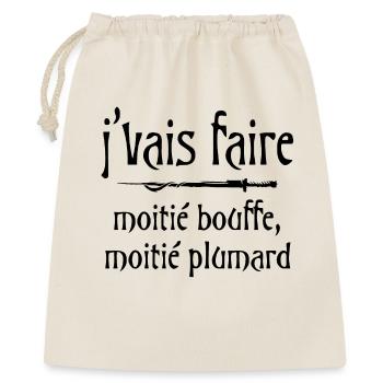 J'vais faire moitié bouffe moitié plumard Citation - Sac cadeau 40 x 50 cm - nature - Devant