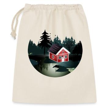 small red swedish house at the edge of the forest - Gift Bag 40 x 50 cm - nature - Front