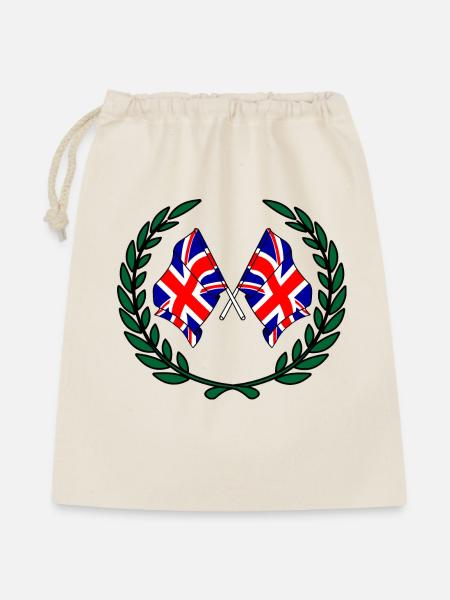 Flaggen Englands im Lorbeerkranz - Geschenkbeutel aus Baumwolle (40 x 50 cm) - Natur