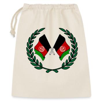 Flaggen Afghanistans im Lorbeerkranz - Geschenkbeutel aus Baumwolle (40 x 50 cm) - Natur - Vorne
