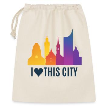 Herzstadt Skyline Gradient - Geschenkbeutel aus Baumwolle (40 x 50 cm) - Natur - Vorne