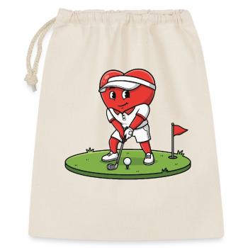 Herz Golfer Karikatur spielt auf Grün - Geschenkbeutel aus Baumwolle (40 x 50 cm) - Natur - Vorne