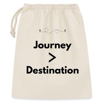 Journey > Destination – Abenteuer Shirt - Geschenkbeutel aus Baumwolle (40 x 50 cm) - Natur - Vorne