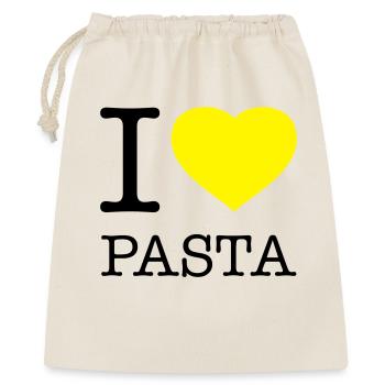 I LOVE PASTA Makkaroni Nudeln - Geschenkbeutel aus Baumwolle (40 x 50 cm) - Natur - Vorne
