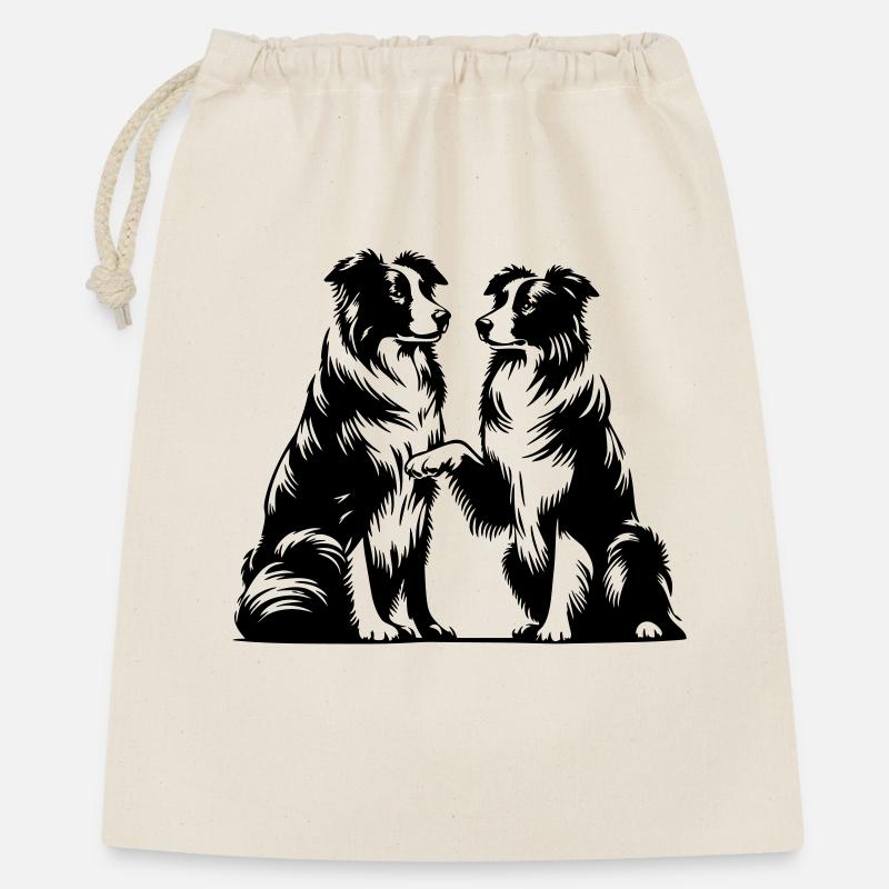 Border Collie - Geschenkbeutel aus Baumwolle (40 x 50 cm) - Natur