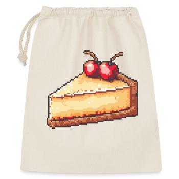Pixel Cheesecake Cherry Slice - Geschenkbeutel aus Baumwolle (40 x 50 cm) - Natur - Vorne