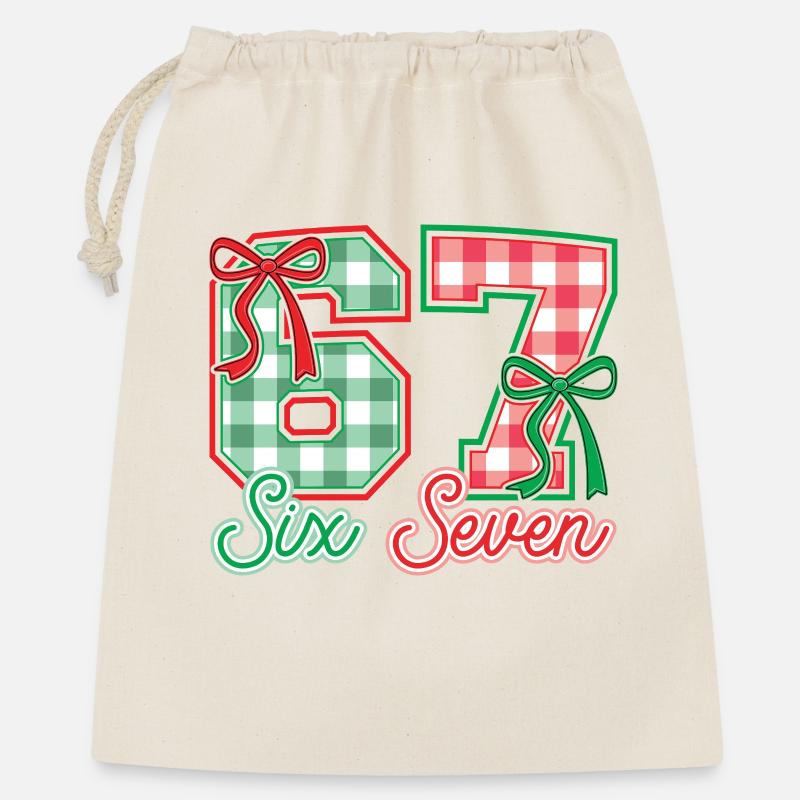 Six Seven Bow Lustiges Weihnachten - Geschenkbeutel aus Baumwolle (40 x 50 cm) - Natur