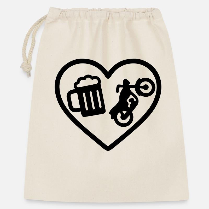 Cuore Moto Birra - Geschenkbeutel aus Baumwolle (40 x 50 cm) - Natur