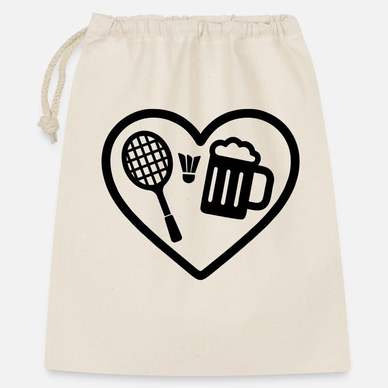 Heart Badminton Beer - Geschenkbeutel aus Baumwolle (40 x 50 cm) - Natur