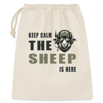 Schaf – Keep Calm Design - Geschenkbeutel aus Baumwolle (40 x 50 cm) - Natur - Vorne