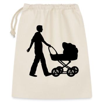 vater kind kinderwagen - Geschenkbeutel aus Baumwolle (40 x 50 cm) - Natur - Vorne