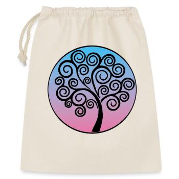 Arbre de vie noir sur fond bleu et rose - Sac cadeau 40 x 50 cm - nature - Devant