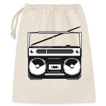 Magnétophone à cassette au pochoir des années 80 - Sac cadeau 40 x 50 cm - nature - Devant