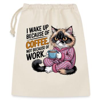 Je me réveille à cause de Coffee Cat - Sac cadeau 40 x 50 cm - nature - Devant