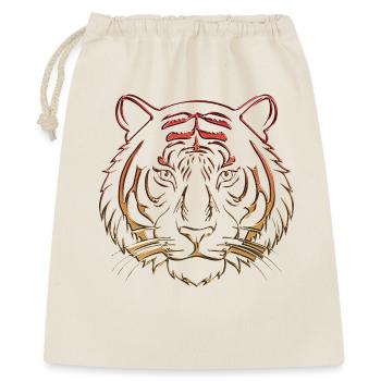 Metallischer Tiger Chrom rotorange - Geschenkbeutel aus Baumwolle (40 x 50 cm) - Natur - Vorne