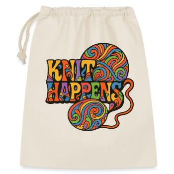 Knit Happens Psychedelische Geschichte - Geschenkbeutel aus Baumwolle (40 x 50 cm) - Natur - Vorne
