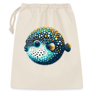 Kugelfisch - Geschenkbeutel aus Baumwolle (40 x 50 cm) - Natur - Vorne