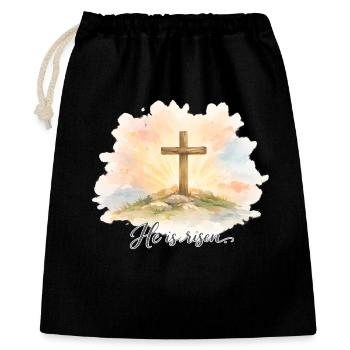 Auferstehung He is Risen Ostern Jesus - Geschenkbeutel aus Baumwolle (40 x 50 cm) - Schwarz - Vorne