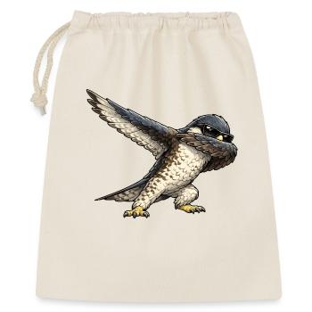 Dabbing Falke - Geschenkbeutel aus Baumwolle (40 x 50 cm) - Natur - Vorne