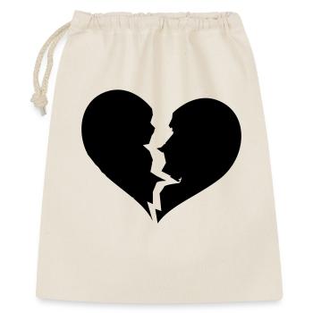 Gebrochenes Herz, broken heart - Geschenkbeutel aus Baumwolle (40 x 50 cm) - Natur - Vorne