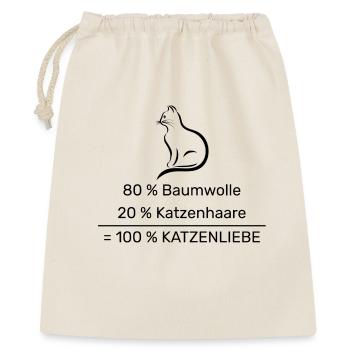 80% Baumwolle 20% Katzenhaare =100% Katzenliebe - Geschenkbeutel aus Baumwolle (40 x 50 cm) - Natur - Vorne