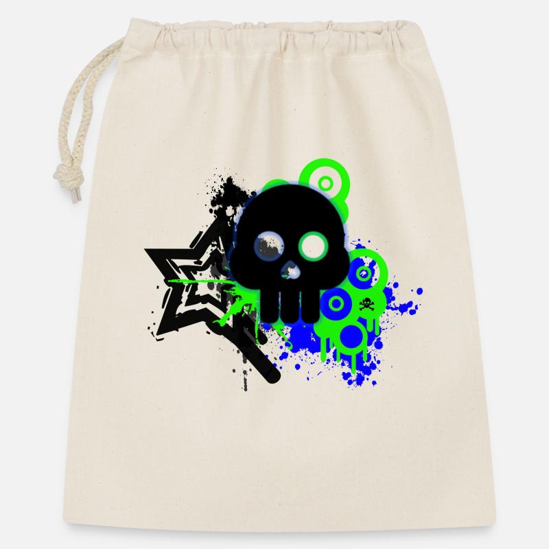Neon Schädel Spritzer - Geschenkbeutel aus Baumwolle (40 x 50 cm) - Natur
