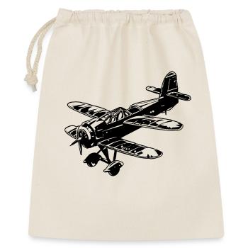 Propeller Flugzeug Grafik - Geschenkbeutel aus Baumwolle (40 x 50 cm) - Natur - Vorne